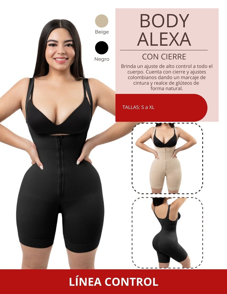Body Alexa Sin Costuras Seamless Con Cierre Confort Marca Kisha