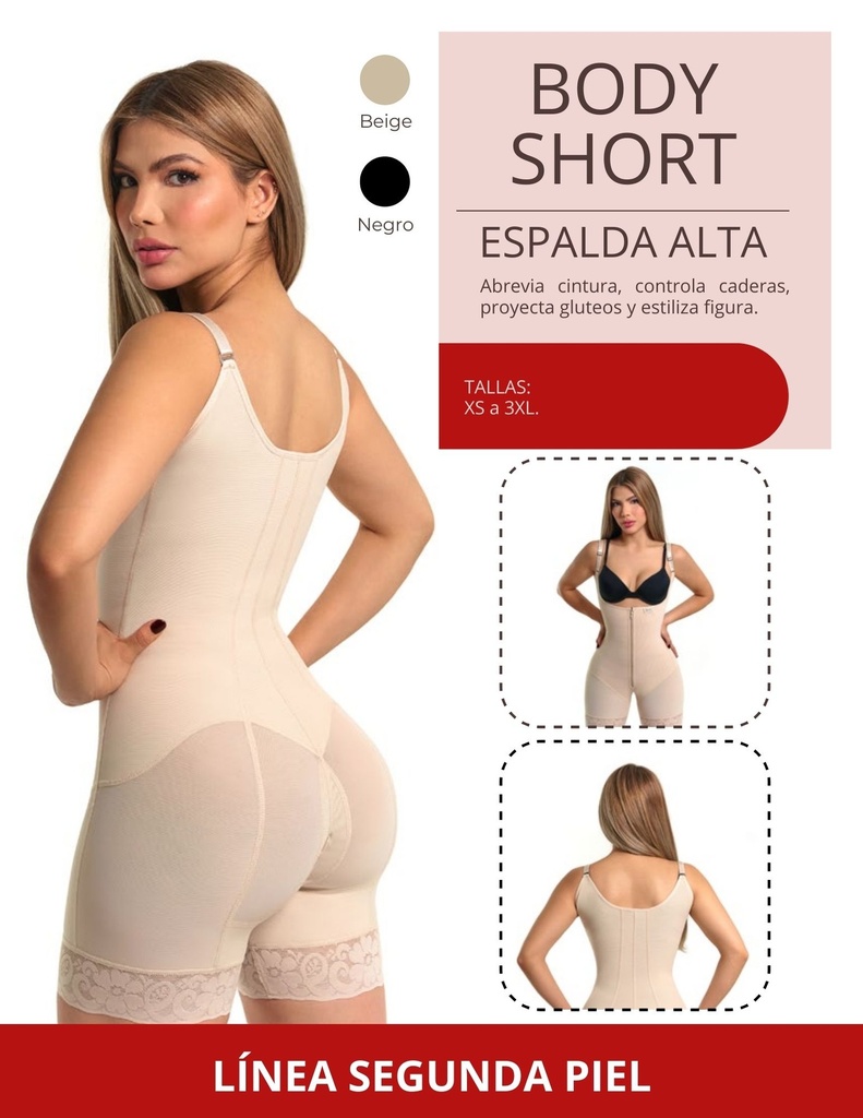 Body Short Espalda Alta Segunda Piel Marca Kisha