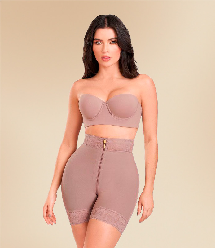 [ANC1104DMBEI] Short Alto Cierre Marca Ann Chery (M, Beige)