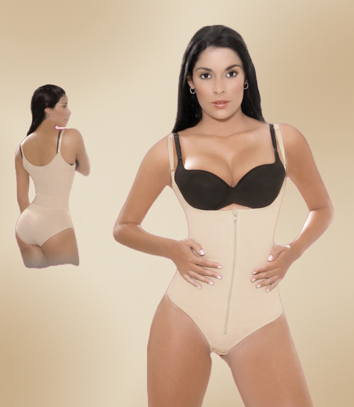 [KIBCEPDMBEI] Body Corto Panty Segunda Piel Marca Kisha (M, Beige)